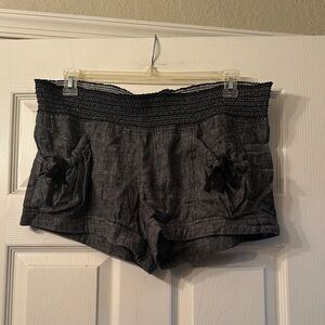 Rewind Charcoal Smocked Waist Shorts